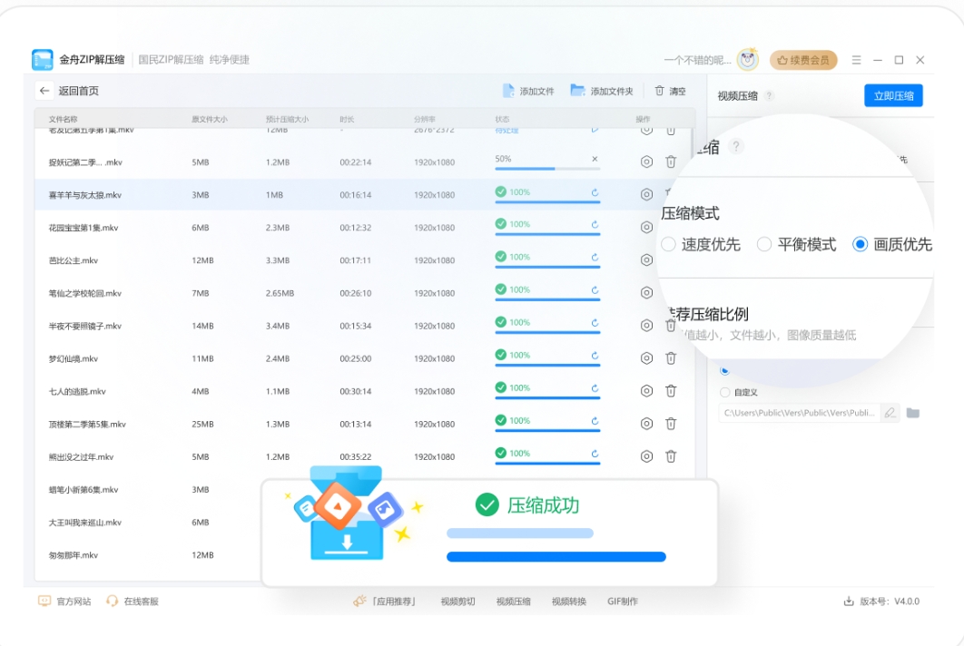 金舟zip解压缩截图