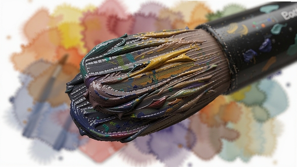 Corel Painter 笔刷效果特写，画面中央展示油画笔触的厚重堆叠质感与色彩混合细节，背景虚化为水彩晕染效果，突出软件强大的仿自然媒介模拟能力。
