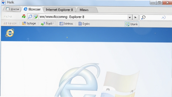 Internet Explorer 8 浏览器主界面截图，蓝色e图标在左上角，地址栏和标签页清晰可见，背景为清爽的默认新标签页，整体风格简洁明亮