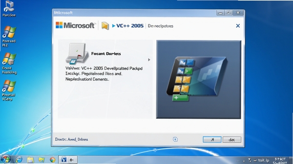 VC++ 2005可再发行组件包主界面预览图，显示微软官方安装向导界面，背景为纯净的Windows桌面环境，图标清晰，整体风格简洁明了