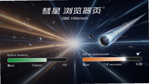 彗星浏览器页面加载速度对比示意图,左侧为普通浏览器加载进度条,右侧为彗星浏览器几乎瞬间完成的进度条,背景为高速运动的光效,突出迅捷特点,画面包含彗星浏览器字样