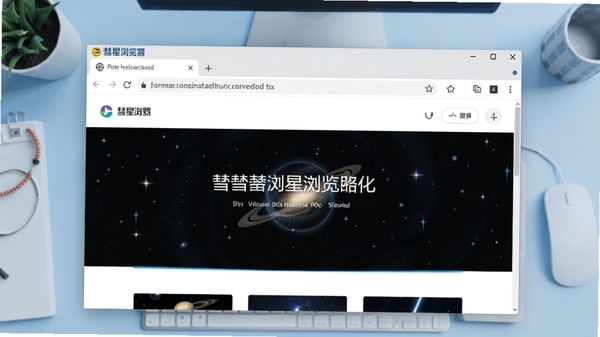 彗星浏览器主界面全貌预览图,展示整洁的浏览器窗口、多标签栏、地址栏与默认起始页,背景为淡蓝色渐变工作台,整体风格现代简洁,软件名称彗星浏览器置于界面左上角