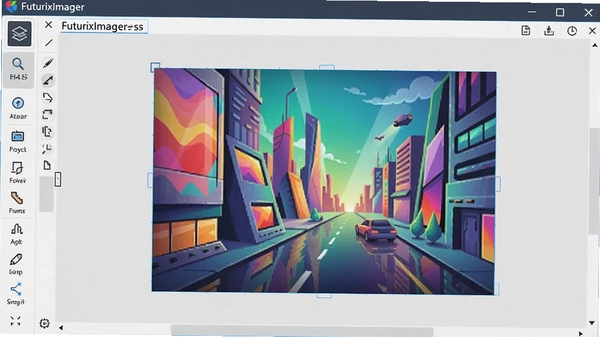 FuturixImager主界面预览图，左侧工具栏，右侧图像编辑区，色彩鲜艳，界面布局清晰，整体风格现代简洁，软件名称显示在标题栏
