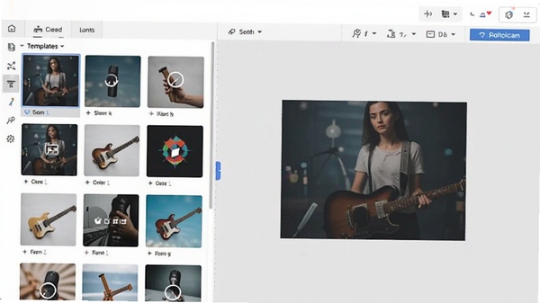 FramePhotoEditor主界面预览图,左侧为模板列表,右侧为编辑画布,背景为浅灰色工作区,整体风格简洁明亮,突出软件名称和主要功能区域