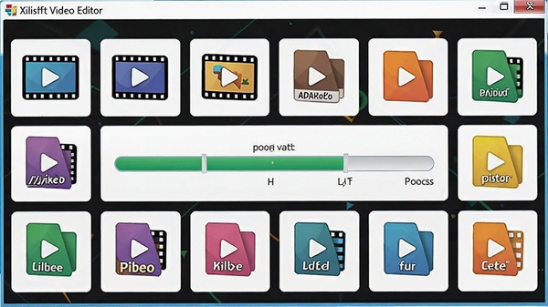 Xilisoft Video Editor格式转换功能界面截图,显示多种视频格式图标排列,中间有转换进度条,色彩鲜明,突出软件对多种格式的支持