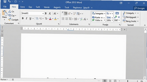 Office 2013 Word界面截图，显示简洁的白色工具栏与功能区，文档编辑区域占据主要画面，整体风格扁平化，色彩清爽，突出软件的专业与易用性