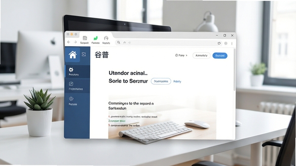 谷普浏览器主界面预览图，展示其简洁的工具栏布局与清爽的网页内容显示区域，背景为现代化的办公桌面环境，整体色调明亮干净，突出软件的高效与易用性