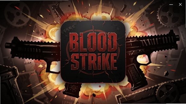 一张展示Blood Strike安装器主界面的高清数字插画，画面中央是安装器图标，背景为爆炸与枪械轮廓，整体风格硬朗，色调以暗黑与红色为主，突出射击游戏的紧张感