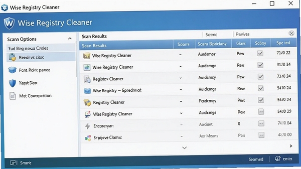 Wise Registry Cleaner 主界面预览图，展示软件整体布局，左侧为扫描选项，右侧为扫描结果列表，背景为简洁的蓝色渐变风格，界面清晰直观，图片风格为高清截图