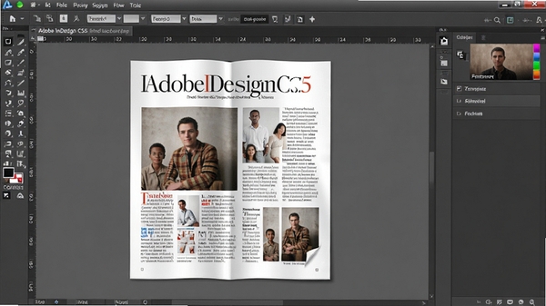 Adobe InDesign CS5 主界面预览图,显示完整的排版工作区,左侧工具栏,右侧面板,中间画布上有图文混排的杂志页面,整体风格专业,灯光柔和,细节清晰