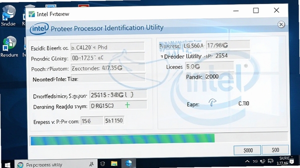 Intel英特尔Processor Identification Utility工具运行检测过程截图，软件正在读取处理器信息，进度条动态显示，背景为Windows桌面，画面清晰自然