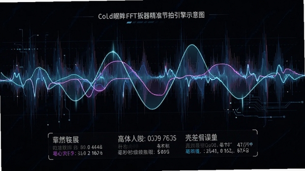 冷眸节拍器精准节拍引擎示意图,展示波动曲线与毫秒级误差数据,背景为声波图形,科技感十足