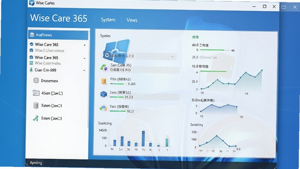Wise Care 365主界面预览图,展示软件整体布局,左侧功能列表清晰可见,右侧显示系统状态概览,背景为简洁的蓝色渐变色调,界面元素精致,整体风格专业且现代