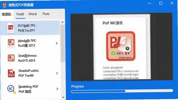 嗨格式PDF转换器正在执行PDF转Word操作的界面特写,左侧显示源文件列表,右侧预览转换效果并配有进度条,画面以蓝白主色调为主,传递高效稳定的视觉感受