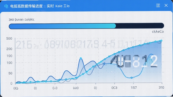 电狐数据传输进度条与速度曲线图,展示文件传输过程中的实时数据,界面简洁明快,蓝色主调,数据动态显示,背景为浅色网格