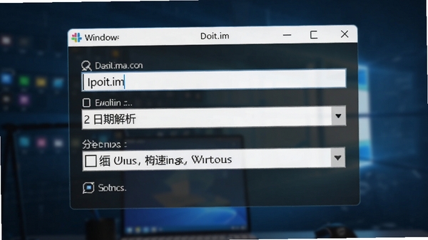 Doit.im for Windows 快速录入窗口演示，显示输入框、日期解析结果和分类选项，背景虚化，突出软件界面