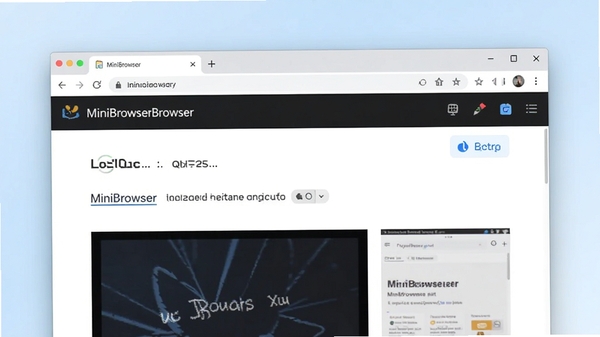MiniBrowser浏览器主界面预览图，极简风格的浏览器窗口，展示其清爽的工具栏布局和快速加载的网页内容，背景为干净的浅色渐变，突出软件名称MiniBrowser浏览器