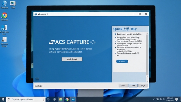 ACS Capture软件安装完成后的欢迎界面,显示主窗口与快速上手提示,背景为操作系统桌面,风格干净明亮