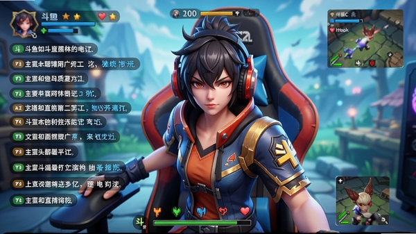 斗鱼直播高清画质演示图,画面中展示一个正在直播的游戏场景,角色细节清晰可见,背景有弹幕飘过,整体色调鲜艳明亮,突出画质的细腻与流畅