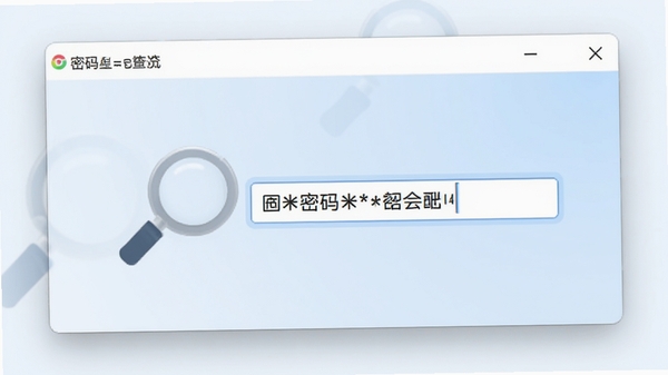 Advanced密码星号显示察看器主界面预览图，简洁的工具窗口中央有一个放大镜图标指向一个密码输入框，框中显示清晰的明文密码字符，背景为柔和的浅蓝色渐变，整体风格干净明亮，突出软件易用性与功能性。