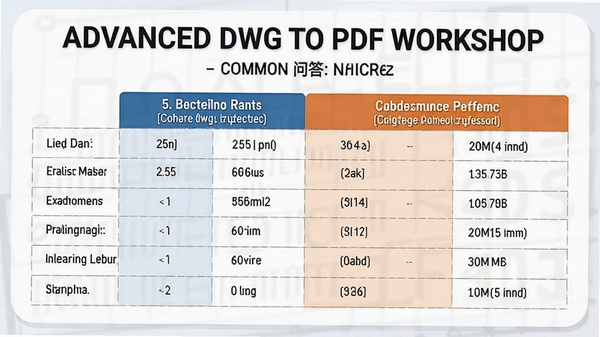 advanced dwg to pdf workshop常见问答示意图,展示清晰度对比效果,背景为对比表格,风格简洁专业
