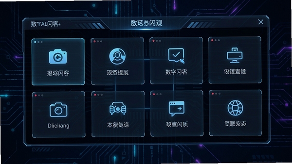 数码闪客主界面预览图,展示主要功能面板,背景为深色科技感风格