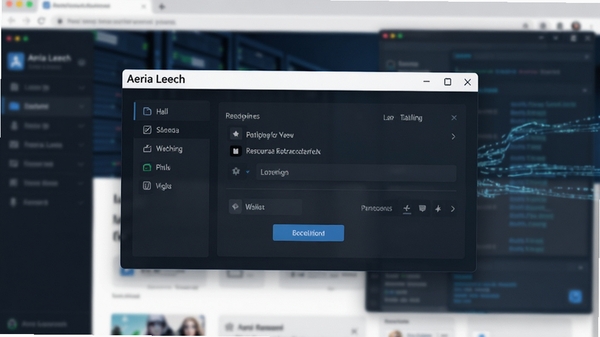 Aeria Leech 软件主界面预览图,展示其简洁的资源提取操作面板,背景为模糊的网页元素与数据流,整体风格现代且专业,适合作为软件介绍首图