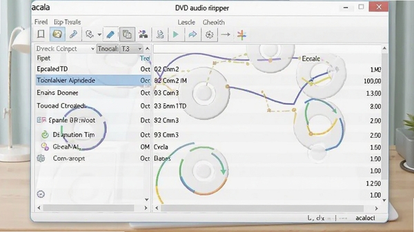 acala dvd audio ripper操作界面截图，展示简洁的工具栏与音轨列表，背景为浅色桌面，突出软件名称与友好界面，画面明亮清晰