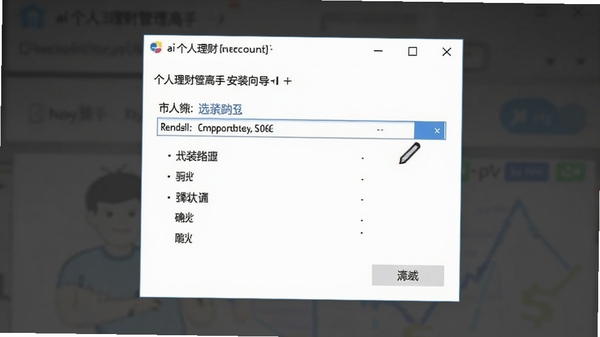 ai个人理财管理高手安装向导截图，显示安装路径选择界面，背景为白色，窗口标题栏清晰可见