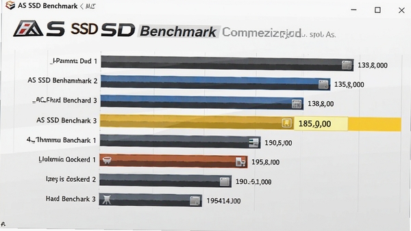 AS SSD Benchmark综合得分排名界面,条形图展示多款硬盘得分对比,AS SSD Benchmark得分高亮显示,背景为浅色渐变,突出软件名称AS SSD Benchmark