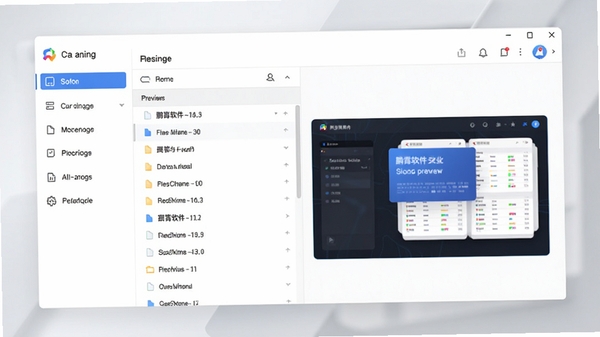 鹏霄软件主界面预览图，展示其简洁现代的办公风格，左侧为功能导航栏，右侧为文件列表与预览区域，背景为浅灰色渐变，整体画面明亮清晰，突出软件的高效与专业感