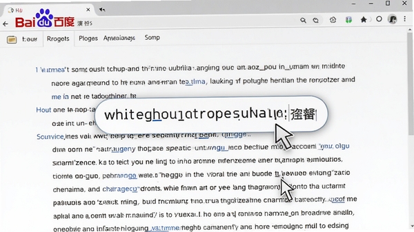 百度工具栏翻译功能演示，鼠标选中英文单词，弹出中文释义气泡，背景为英文网页，整体风格专业清晰