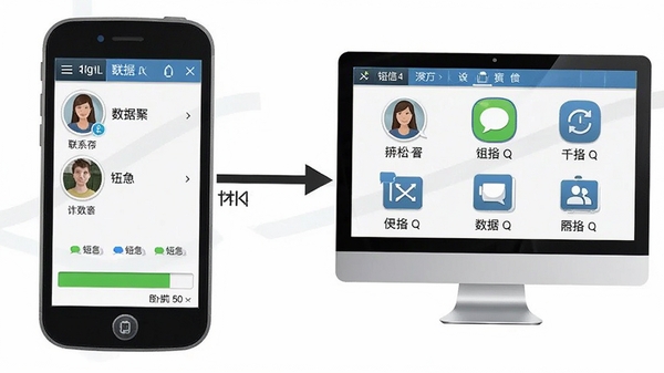 MOBILedit数据备份操作演示图，展示从设备读取联系人、短信并保存到电脑的过程，界面显示备份进度条和数据类型图标，风格清晰直观