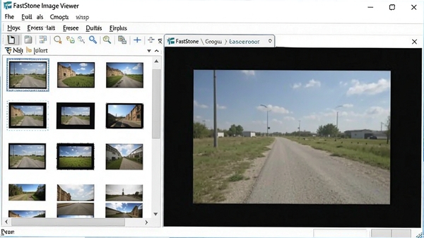 FastStone Image Viewer 软件主界面截图，展示图片浏览器、缩略图栏、预览窗口和工具栏，整体界面清晰简洁，背景为浅灰色，软件名称显示在标题栏，适配Boogu模型生成