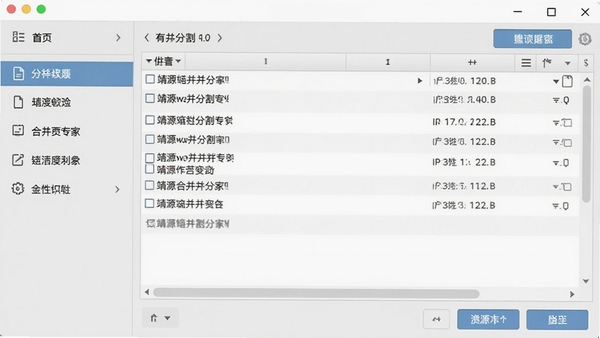 靖源wav合并分割专家主界面截图,展示简洁的工具布局,左侧为功能导航,右侧为文件列表与操作按钮,背景为浅灰色工作台,整体风格清爽专业