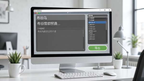 布谷鸟配音主界面预览图,展示软件在电脑桌面上的运行状态,界面布局清晰,包含文本输入区、语音库选择列表和导出功能按钮,背景为整洁的现代办公环境,整体色调明亮,突出软件的专业与易用性