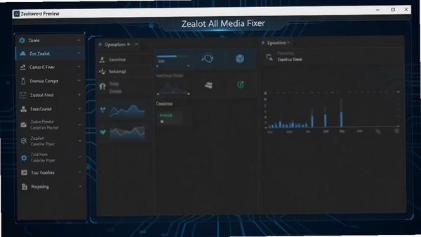 Zealot All Media Fixer主界面预览图，展示软件全貌，左侧功能列表，右侧操作区域，背景为深蓝色科技感界面，整体风格简洁专业
