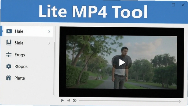 Lite MP4 Tool主界面预览图，显示简洁的工具布局，左侧功能列表包含转换、剪辑、合并等选项，右侧为视频预览窗口，整体风格清爽现代，软件名称醒目展示在界面顶部