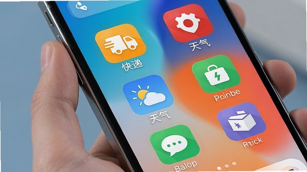 Lo查查功能聚合界面展示，手机屏幕显示各种功能图标整齐排列，包括快递、天气、违章、充值等，图标色彩鲜明，背景采用渐变色调，体现软件功能丰富全面的特点。