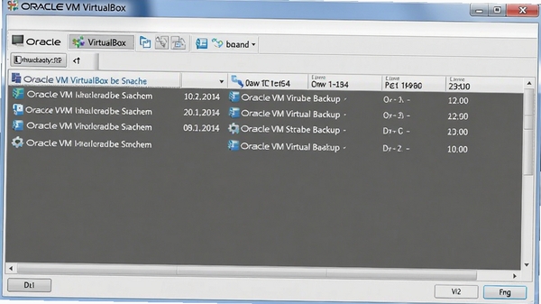 Oracle VM VirtualBox快照管理器界面截图,展示多个时间点的系统状态备份列表