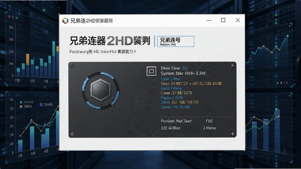 兄弟连2HD安装器兼容性检测界面,显示设备型号和系统版本,背景为数据图表,强调优化能力,画面专业且简洁。