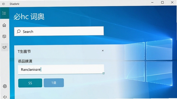 必应词典软件主界面截图，展示其简洁的搜索框和翻译功能面板，背景为微软风格的现代蓝色渐变，画面清晰明亮，突出软件名称和核心的翻译输入区域