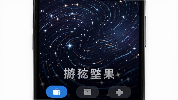 壁纸主题秀动态壁纸预览效果，手机屏幕显示动态星空壁纸，星星闪烁流动，界面下方有应用按钮，突出软件名称，画质精致，氛围感强
