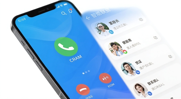 西瓜电话主界面预览图，展示高清通话界面和智能联系人列表，背景为渐变蓝色调的智能手机屏幕，整体风格简洁现代，突出通话图标与联系人头像，画面明亮清晰，适配Boogu模型生成