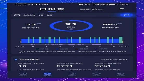 每日健康管理 睡眠记录界面