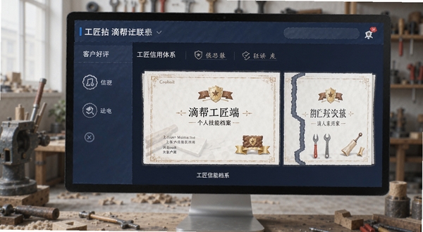滴帮工匠端 个人技能档案页面 证书展示 客户好评 工匠信用体系