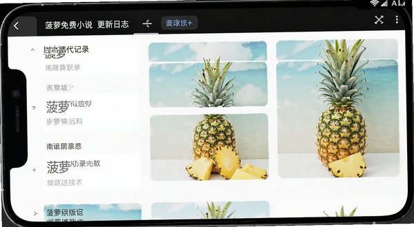菠萝免费小说 更新日志界面 版本迭代记录展示 手机屏幕截图风格 简洁列表排版 高清预览图