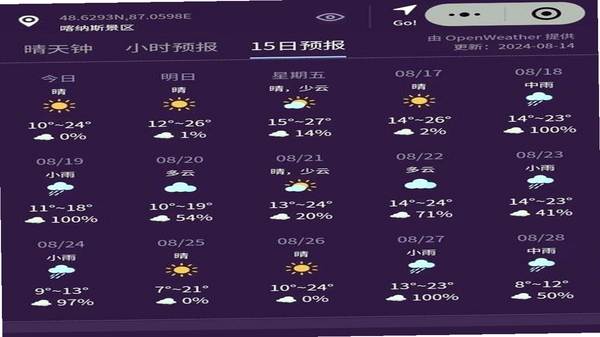 15天准确天气预报 生活指数界面 手机截图