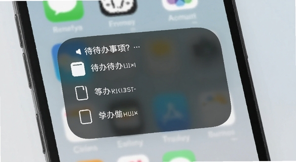 待办事项随时记桌面小组件效果图，手机主屏幕上显示待办清单小组件，包含三条待办事项，背景为简约壁纸，小组件边框圆润，文字清晰可读，突出便捷查看特性
