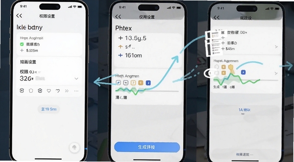 AI绘画移动端操作界面截图，展示权限设置与生成进度条，画面简洁清晰，突出使用引导流程